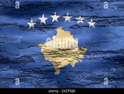 3D-Illustration d'un drapeau du Kosovo - drapeau de tissu d'ondulation réaliste Banque D'Images