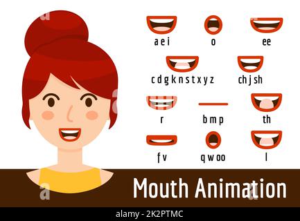 Kit de synchronisation de la bouche pour l'animation de la prononciation sonore Banque D'Images