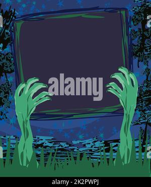 Zombie mains sortant du cadre grave Banque D'Images