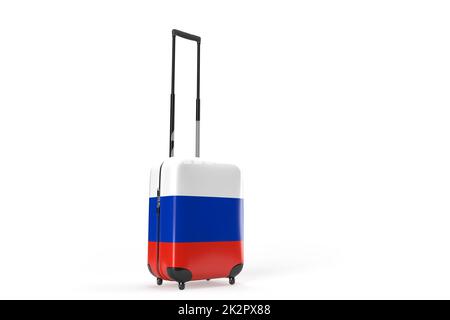 Valise de voyage avec le drapeau de la Russie. Concept de voyage. Rendu 3D Banque D'Images