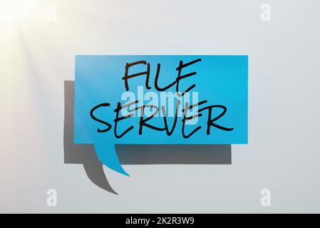 Écriture affichage du texte serveur de fichiers. Dispositif d'approche commerciale qui contrôle l'accès aux données stockées séparément Banque D'Images