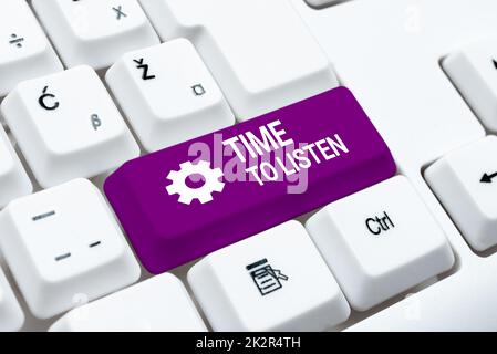 Légende de texte présentant le temps à ListenGive attention à quelqu'un ou quelque chose pour entendre. Mot écrit sur donner l'attention à quelqu'un ou quelque chose Banque D'Images