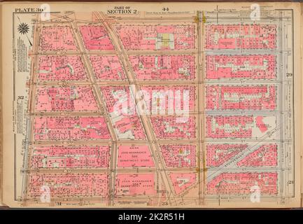 Cartographie, cartes. 1921 - 1923. Lionel Pincus et Princess Firyal Map Division. Immobilier , New York (État) , New York, Manhattan (New York, New York) Plaque 30 : délimitée par la rue E. 14th, deuxième Avenue, la rue E. 8th et la place University Banque D'Images