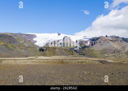 Vue latérale sur le glacier Haalda, paysage sud de l'Islande. Banque D'Images