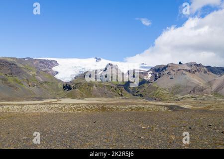 Vue latérale sur le glacier Haalda, paysage sud de l'Islande. Banque D'Images