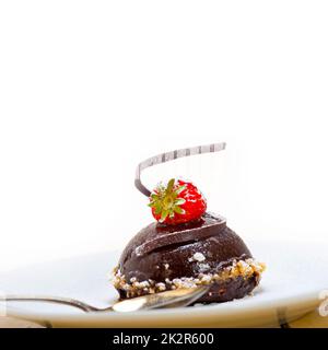 Mousse au chocolat fraise fraîche Banque D'Images
