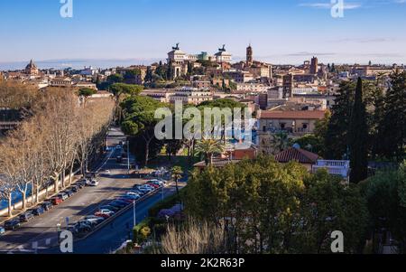 Rome depuis le jardin d'Orange, Giardino degli Aranci. Banque D'Images