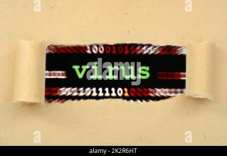 Concept de virus sur papier déchiré Banque D'Images