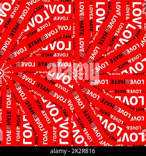 Motif de conception typographique « Love and Hate » Banque D'Images