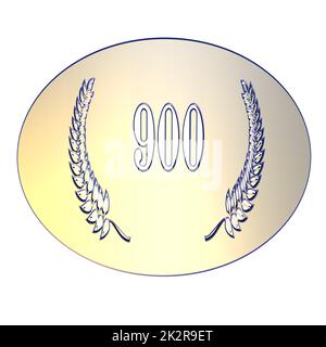 Numéro 900 avec couronne de Laurier ou couronne d'honneur comme 3D-illustration, 3D-rendu Banque D'Images