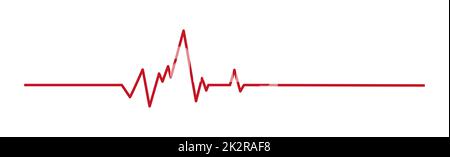 Pouls cardiaque - ligne rouge courbe sur fond blanc - vecteur Banque D'Images