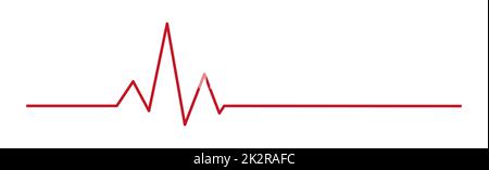 Pouls cardiaque - ligne rouge courbe sur fond blanc - vecteur Banque D'Images