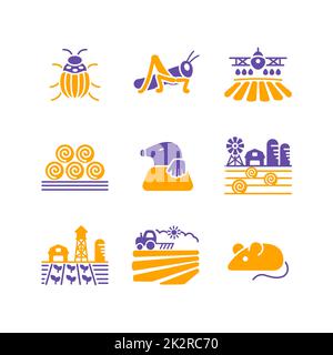 Icône de glyphe de champ d'exploitation. Signe animal d'agriculture Banque D'Images