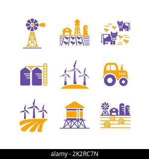 Icône de glyphe de vecteur de champ d'exploitation. Panneau Agriculture Banque D'Images