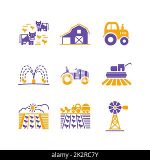 Icône de glyphe de vecteur de champ d'exploitation. Panneau Agriculture Banque D'Images