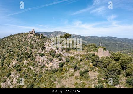 Château de Miravet, dans la province de Cabanes de Castellon, Espagne. Banque D'Images