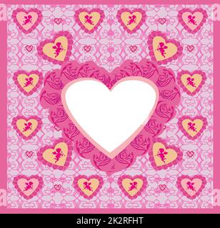 Happy Valentines Day - carte avec motif de Cupids Banque D'Images