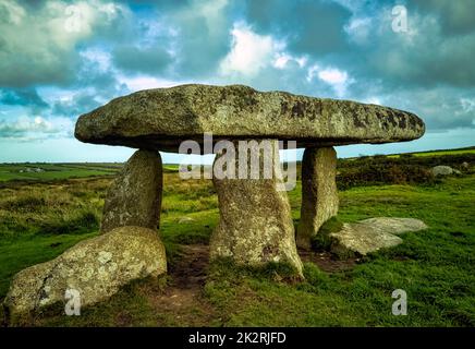 Lanyon Quoit - dolmen à Cornwall, Angleterre, Royaume-Uni Banque D'Images