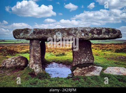 Lanyon Quoit - dolmen à Cornwall, Angleterre, Royaume-Uni Banque D'Images