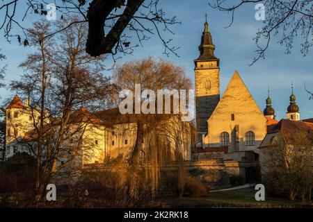 Telc, site classé au patrimoine mondial de l'UNESCO, Moravie du Sud, République tchèque. Banque D'Images