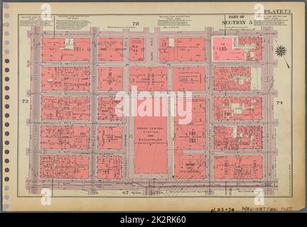 Cartographie, cartes. 1955 - 1956. Lionel Pincus et Princess Firyal Map Division. Immobilier , New York (État) , New York (New York), Manhattan (New York, New York) Plaque 73, partie de la section 5 : délimitée par la rue E. 47th, troisième avenue, la rue E. 42nd et la cinquième avenue. Banque D'Images