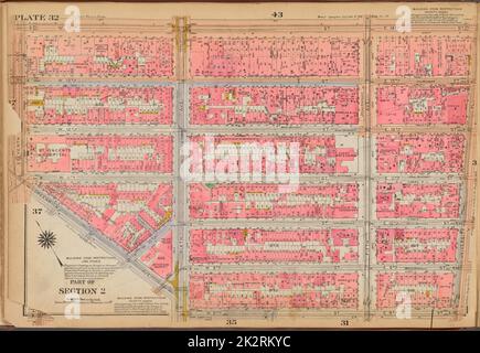 Cartographie, cartes. 1921 - 1923. Lionel Pincus et Princess Firyal Map Division. Immobilier , New York (État) , New York, Manhattan (New York, New York) Plaque 32 : délimitée par W. 14th Street, E. 14th Street, University place, E. 8th Street, W. 8th Street, Greenwich Avenue et Seventh Avenue Banque D'Images