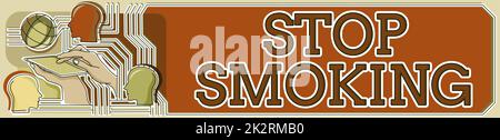 Affichage conceptuel cesser de fumer. Le concept d'entreprise qui interrompt ou arrête l'usage de la dépendance au tabac Banque D'Images
