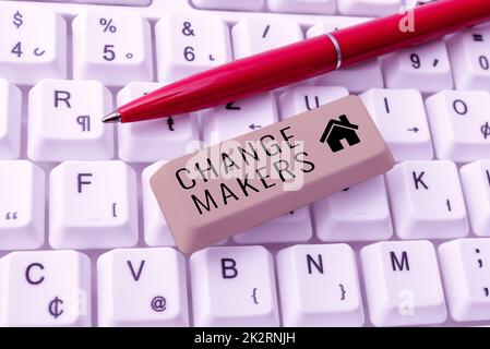 Texte montrant inspiration change Makers. Mot pour jeunes Influtichistes Acitists urbanisation mode Gen X Banque D'Images