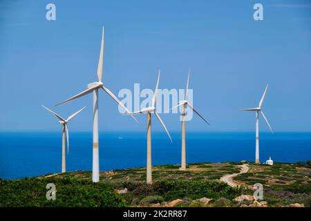 Éoliennes. Crète, Grèce Banque D'Images