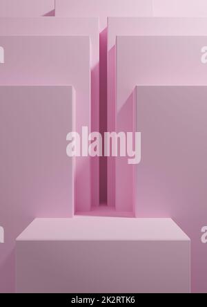 Lumière, pastel, rose lavande 3D rendant simple, minimal, fond géométrique pour le podium de produit, modèle d'affichage de support pour fond de présentation ou papier peint Banque D'Images