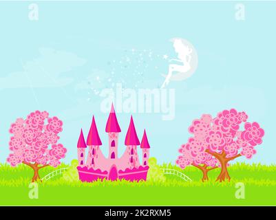 Vol au-dessus du château de fées Banque D'Images