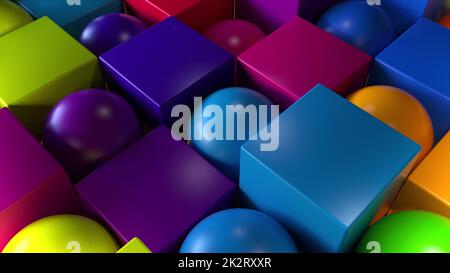 Cubes et sphères colorés Banque D'Images