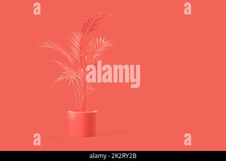 Plante abstraite dans un pot sur fond rose. 3D rendu Banque D'Images