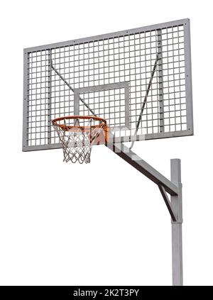 Panier de basket-ball de rue sur fond blanc Banque D'Images