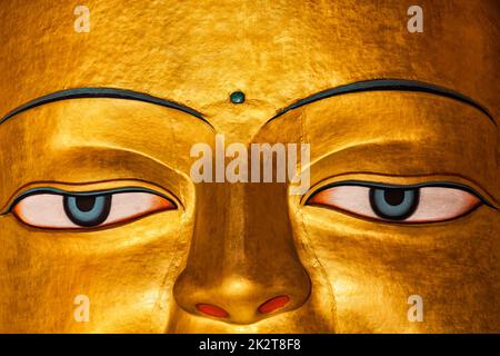 Statue du Bouddha Sakyamuni face close up Banque D'Images