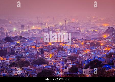 Vue aérienne de Jodhpur dans Twilight Banque D'Images