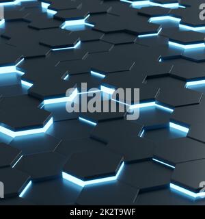 Arrière-plan hexagonal futuriste et technologique. 3d rendu Banque D'Images