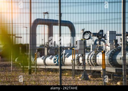 réseau de gazoducs terrestres à la station de gaz naturel Banque D'Images