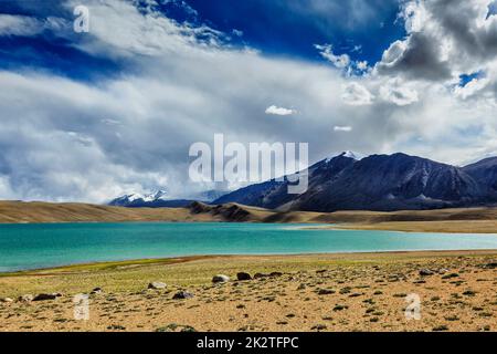 Lac Kyagar Tso de l'himalaya, le Ladakh, Inde Banque D'Images