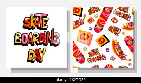 Planche à roulettes sans couture. Journée de skateboard. Style moderne. Imprimé tendance pour les jeunes Banque D'Images