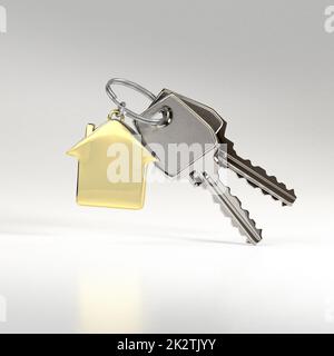 Avec des clés de chambre pendant. Banque D'Images