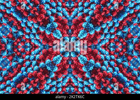 Kaléidoscope à perles rouges et bleues Banque D'Images