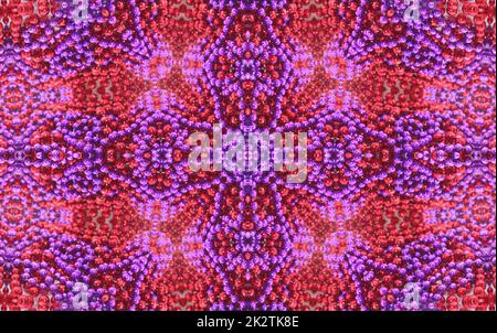 Kaléidoscope rouge et violet à perles Résumé Banque D'Images