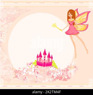 Avec fée magique magique volant au-dessus des château Banque D'Images