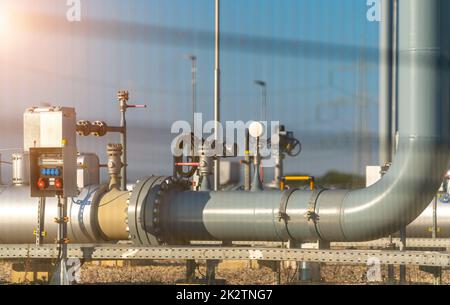 réseau de gazoducs terrestres à la station de gaz naturel Banque D'Images