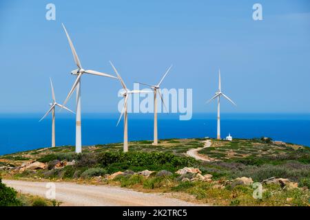 Éoliennes. Crète, Grèce Banque D'Images