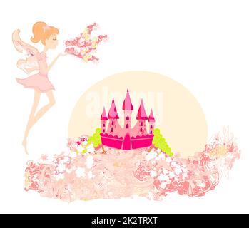 Vol au-dessus du château de fées Banque D'Images