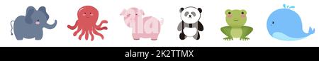 Ensemble de divers animaux de dessin animé Banque D'Images