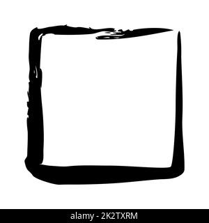 Cadre carré peint à la main avec une brosse à encre noire Banque D'Images