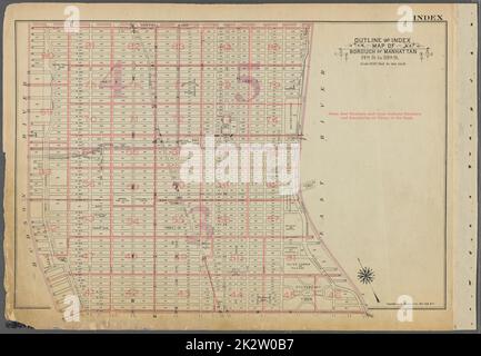 Cartographie, cartes. 1955 - 1956. Lionel Pincus et Princess Firyal Map Division. Immobilier , New York (État) , New York (New York), Manhattan (New York, New York) Carte des contours et index de l'arrondissement de Manhattan. 14th St. à 59th St. Banque D'Images